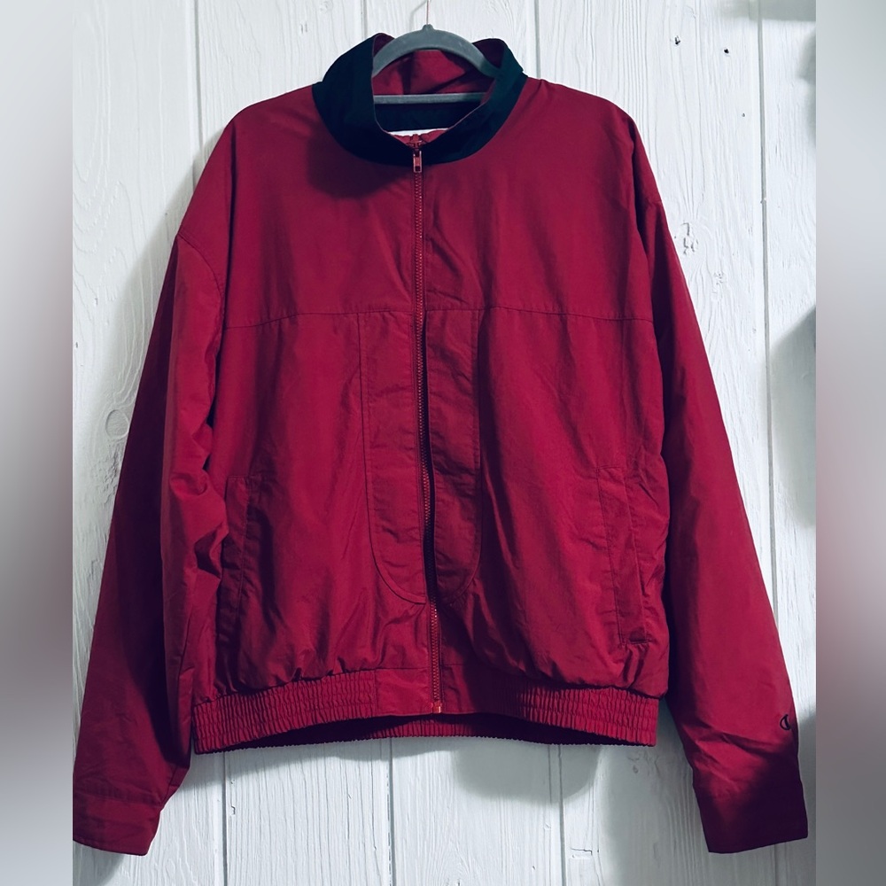 90s Vintage Champion Red and Black Athletic Jacket
